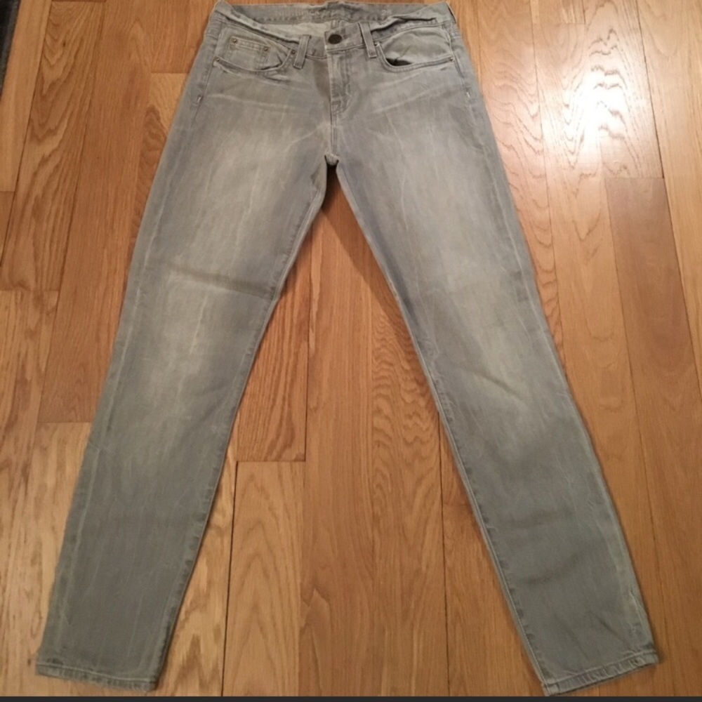 J. Crew Gray Distressed Toothpick Jean 28 EUC